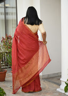 Pallu — Sindoor - Handwoven Chekered Linen Saree - CiceroniSareePallu