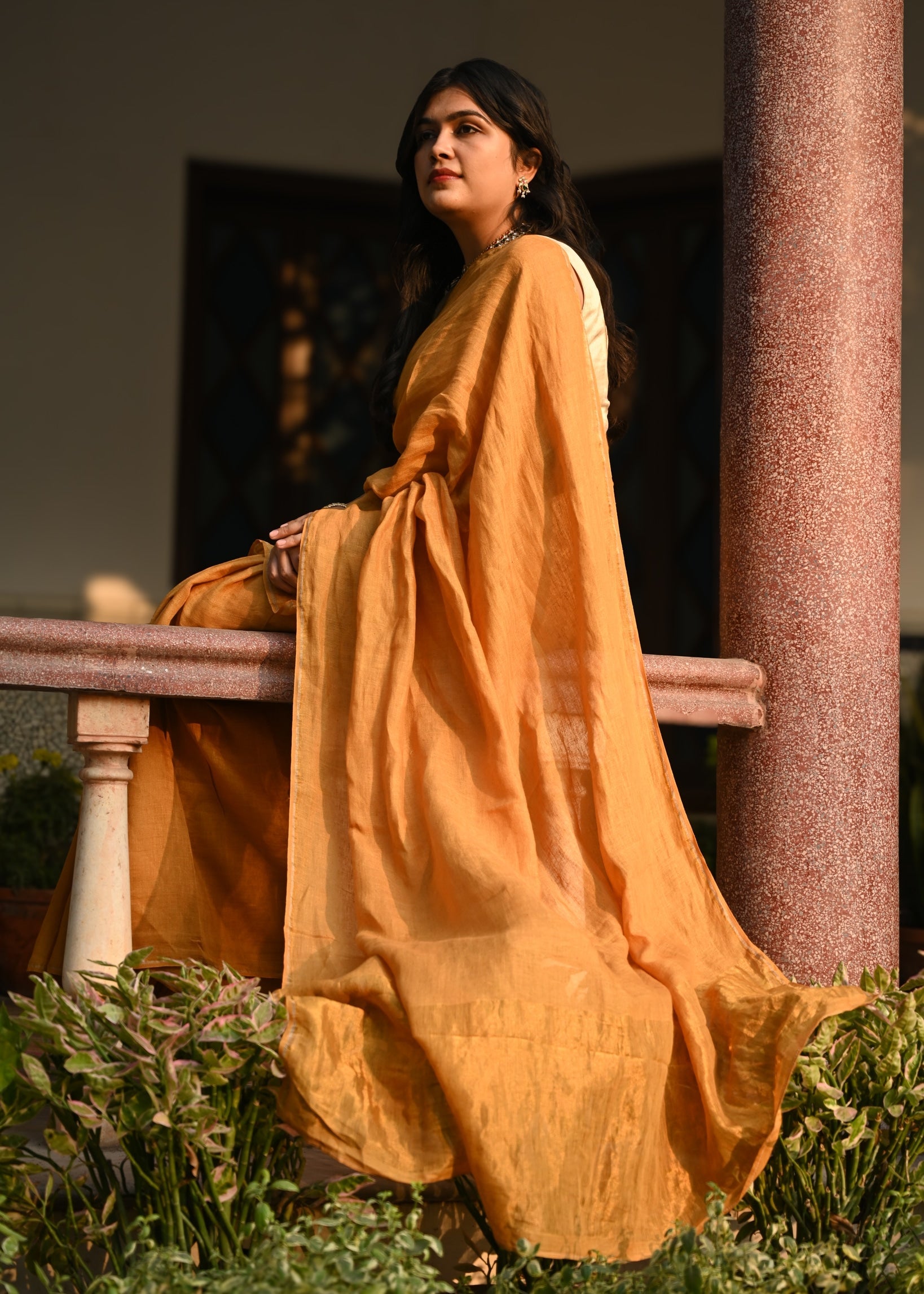 Pallu — Suraj - Solid Linen Handwoven Linen Saree - CiceroniSareePallu