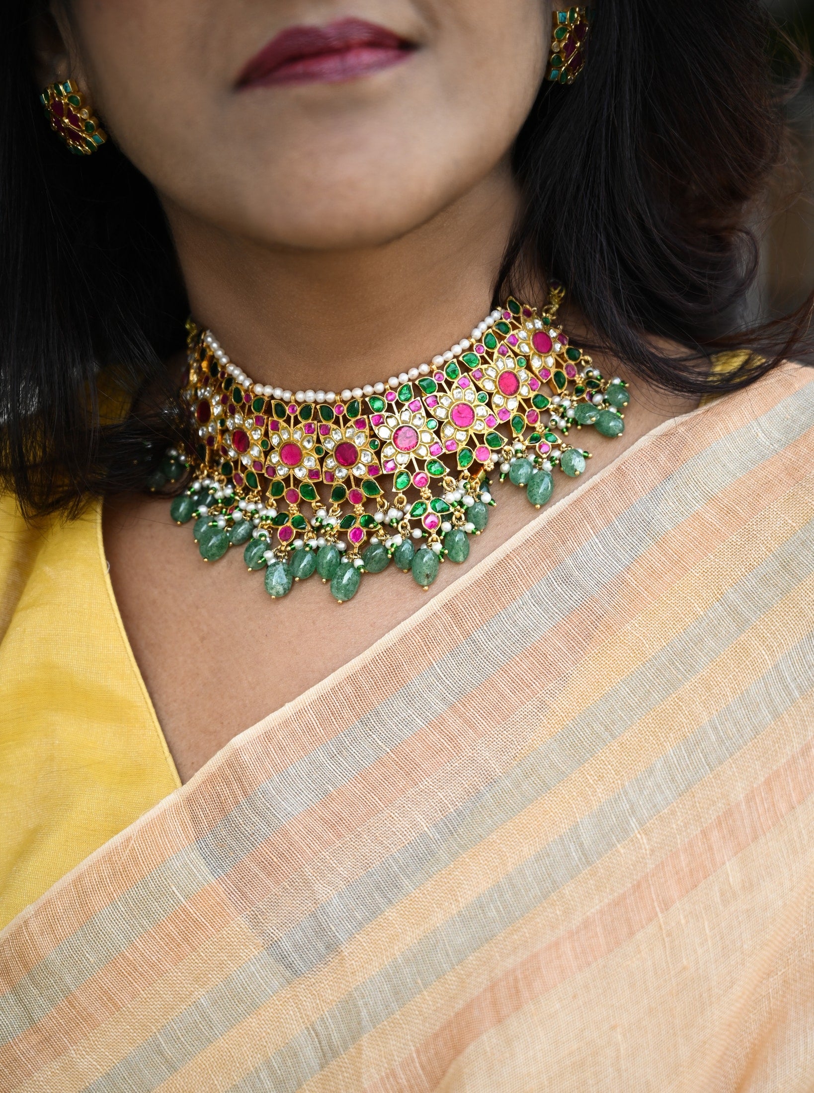 Pallu — Surajmukh Ombre Handwoven Linen Saree - CiceroniSareePallu