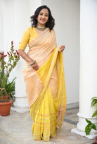 Pallu — Surajmukh Ombre Handwoven Linen Saree - CiceroniSareePallu