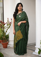 Pallu — Teej - Solid Linen Handwoven Linen Saree - CiceroniSareePallu