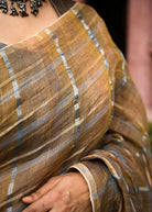 Pallu — Zinnia Tartan Check Handwoven Linen Saree - CiceroniSareePallu
