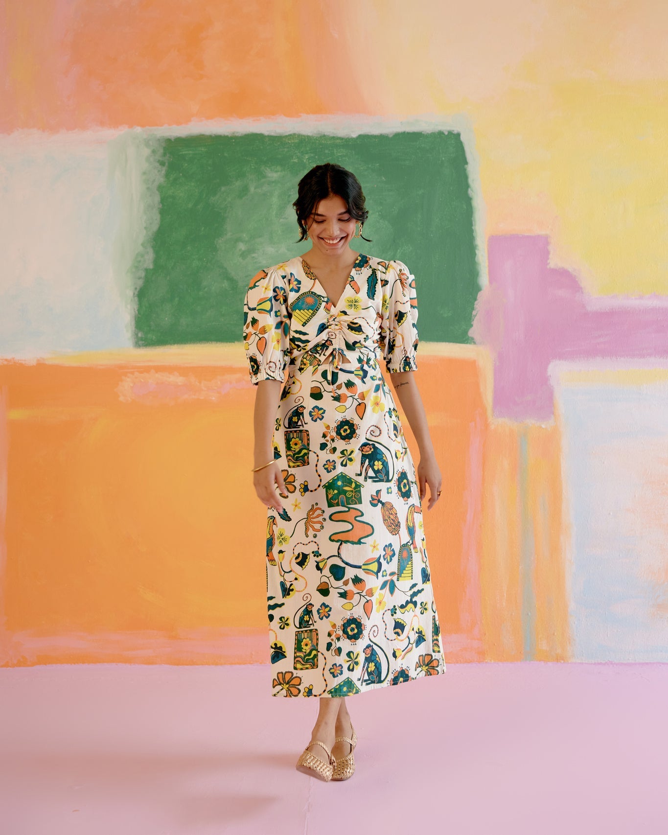 Paloma Midi Dress in Kakapo Print - CiceroniDressesHappi Space