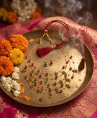 Panchmala-5 Layered Green Kemp Maanga and Red Stone Necklace - CiceroniNecklace SetAarika