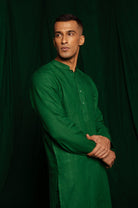 Panna Linen Men's Kurta - CiceroniKurta, Festive WearSaphed