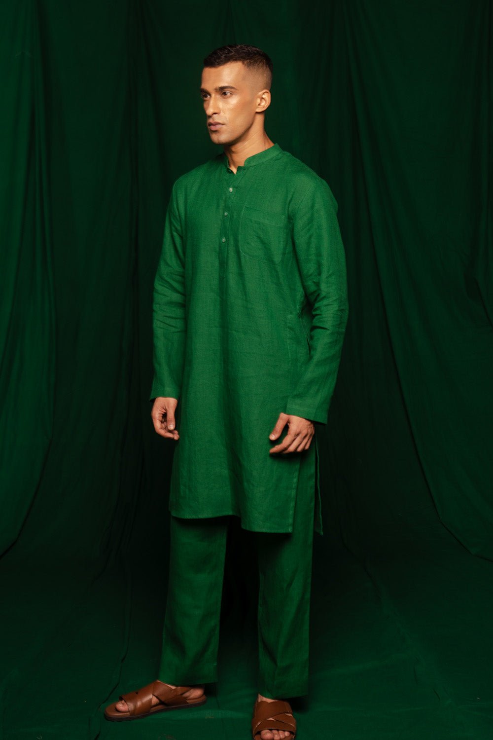 Panna Linen Men's Kurta - CiceroniKurta, Festive WearSaphed