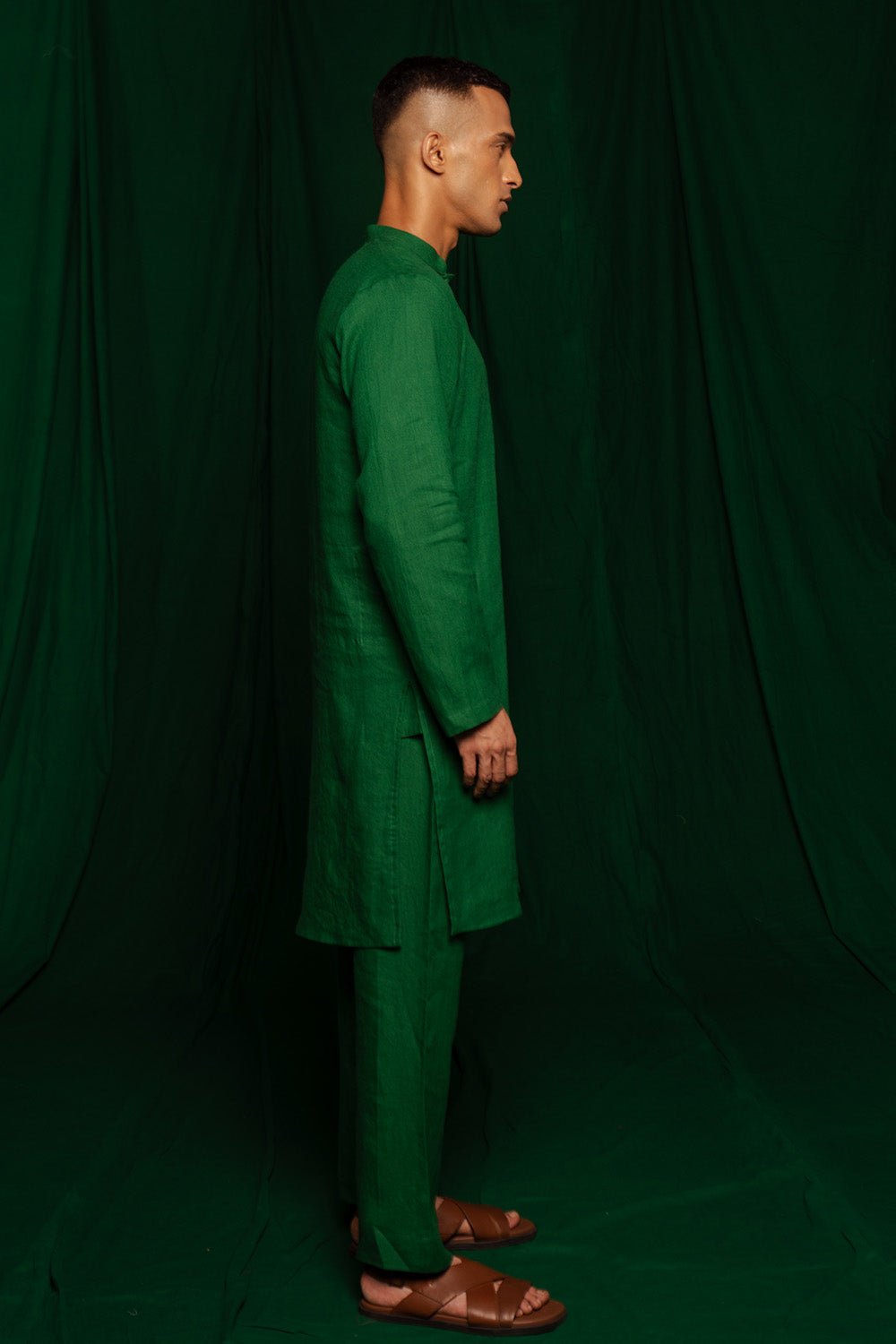 Panna Linen Men's Kurta - CiceroniKurta, Festive WearSaphed