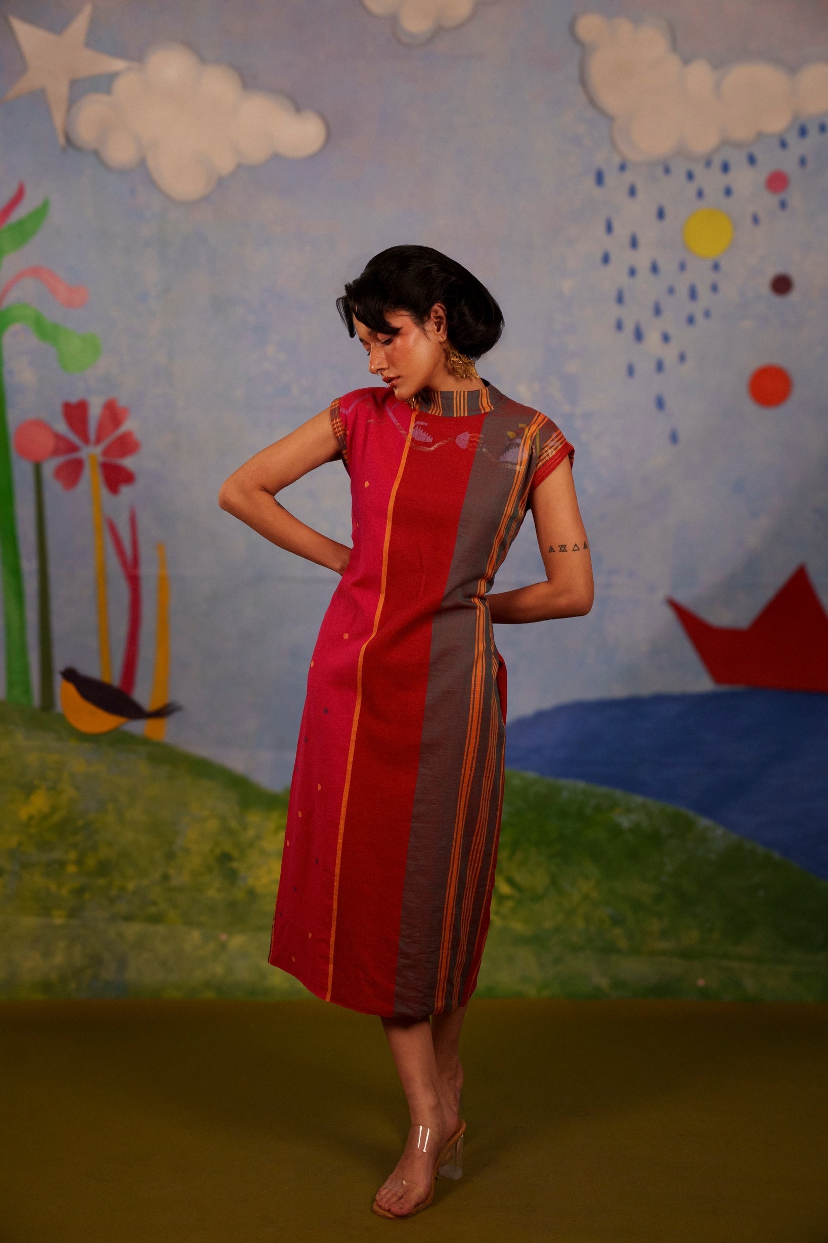 Paper Boat High Neck Dress - CiceroniDressesBhomra