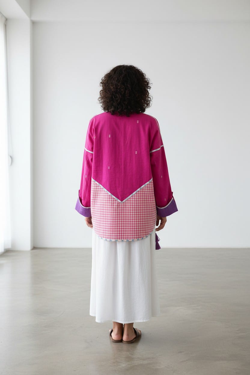 Patch Bomber – Golap Hibiscus Lotus Jamdani - CiceroniJacketsBhomra