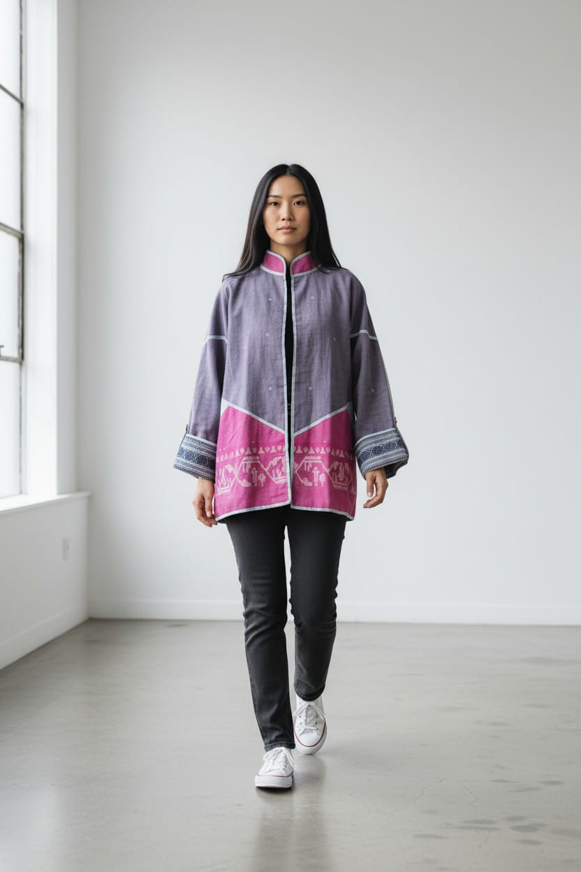 Patch Bomber – Indigo Dia Buti Jamdani - CiceroniJacketsBhomra