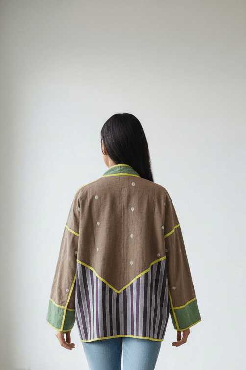 Patch Bomber – Plum Border Jamdani - CiceroniJacketsBhomra