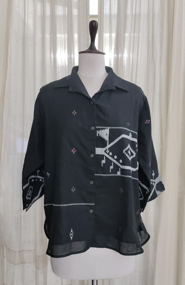 Patch Shirt - Black Border Jamdani - CiceroniWomen ShirtsBhomra