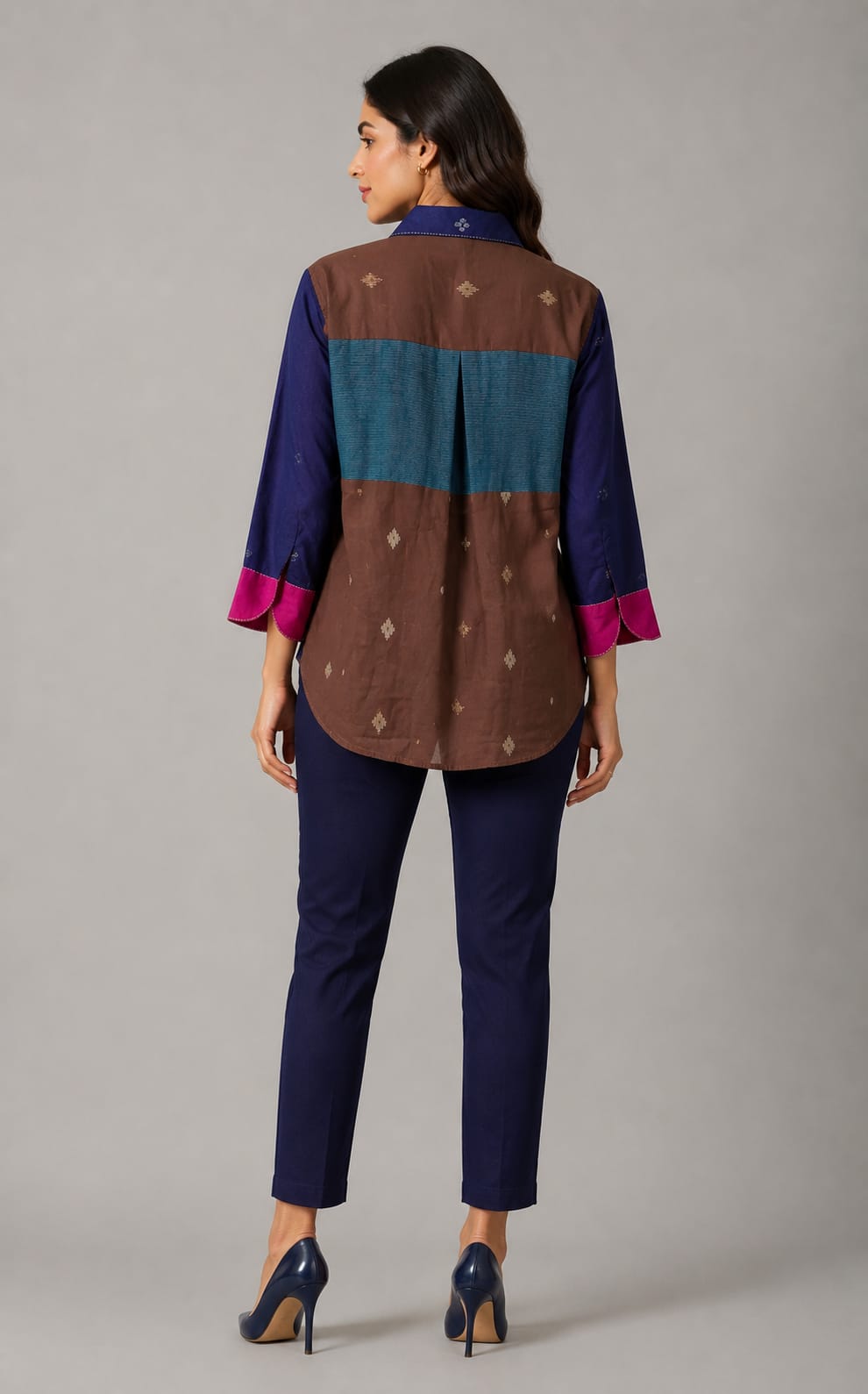 Patch Shirt – Magenta embroidery Jamdani - CiceroniWomen ShirtsBhomra
