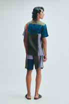 Patchwork Linen Men's Camp Collar Shirt Set - CiceroniCo-ord SetSaphed