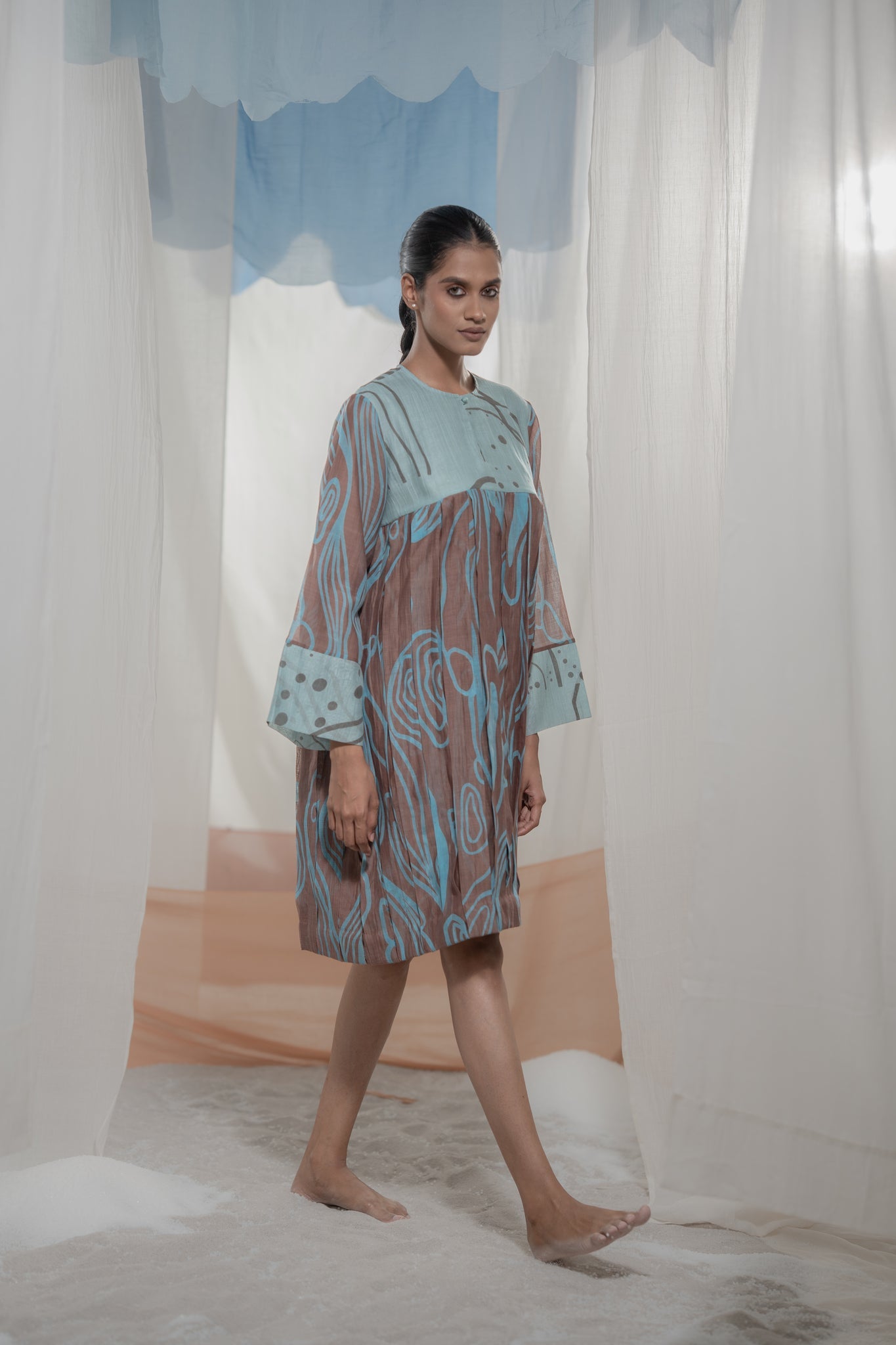 Pathway Box Pleat Tunic - CiceroniTunicsAmoda - Essence Of India
