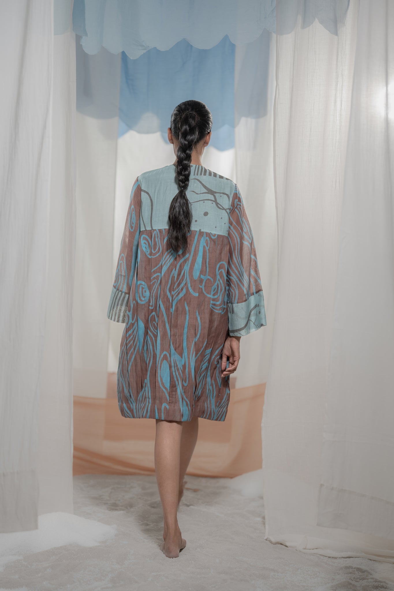 Pathway Box Pleat Tunic - CiceroniTunicsAmoda - Essence Of India