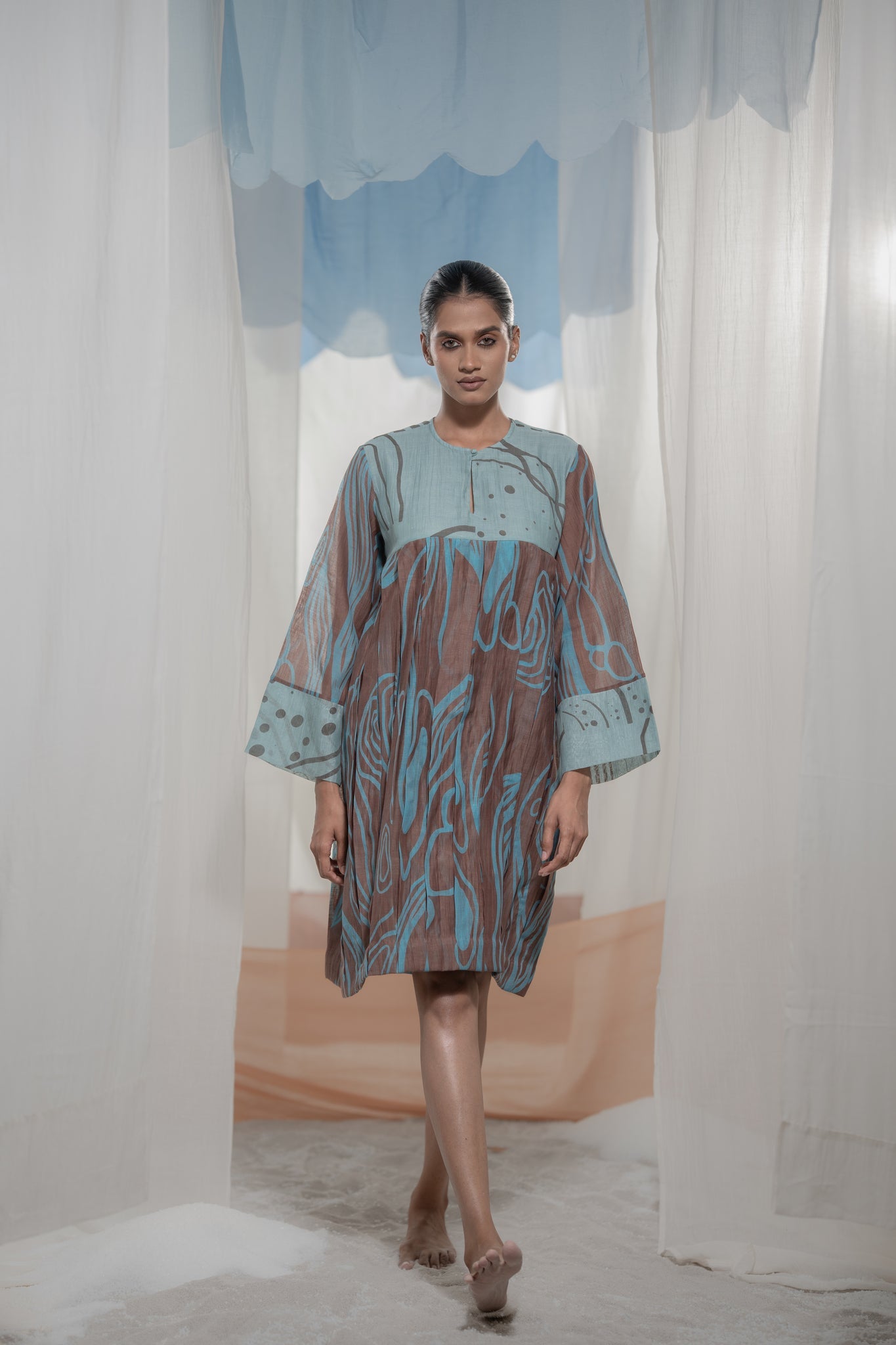 Pathway Box Pleat Tunic - CiceroniTunicsAmoda - Essence Of India