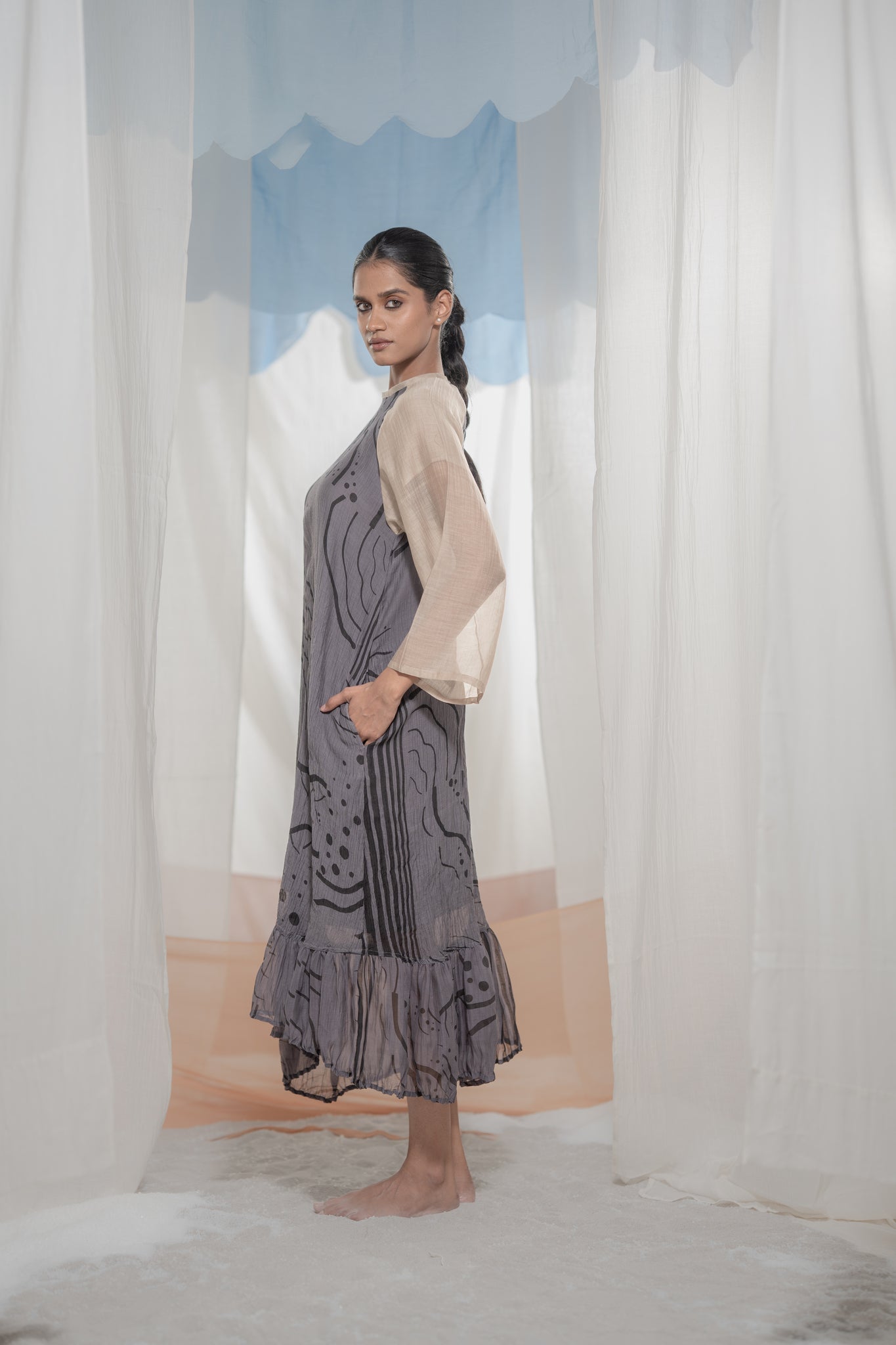 Pathway Flounce Dress - CiceroniDressesAmoda - Essence Of India