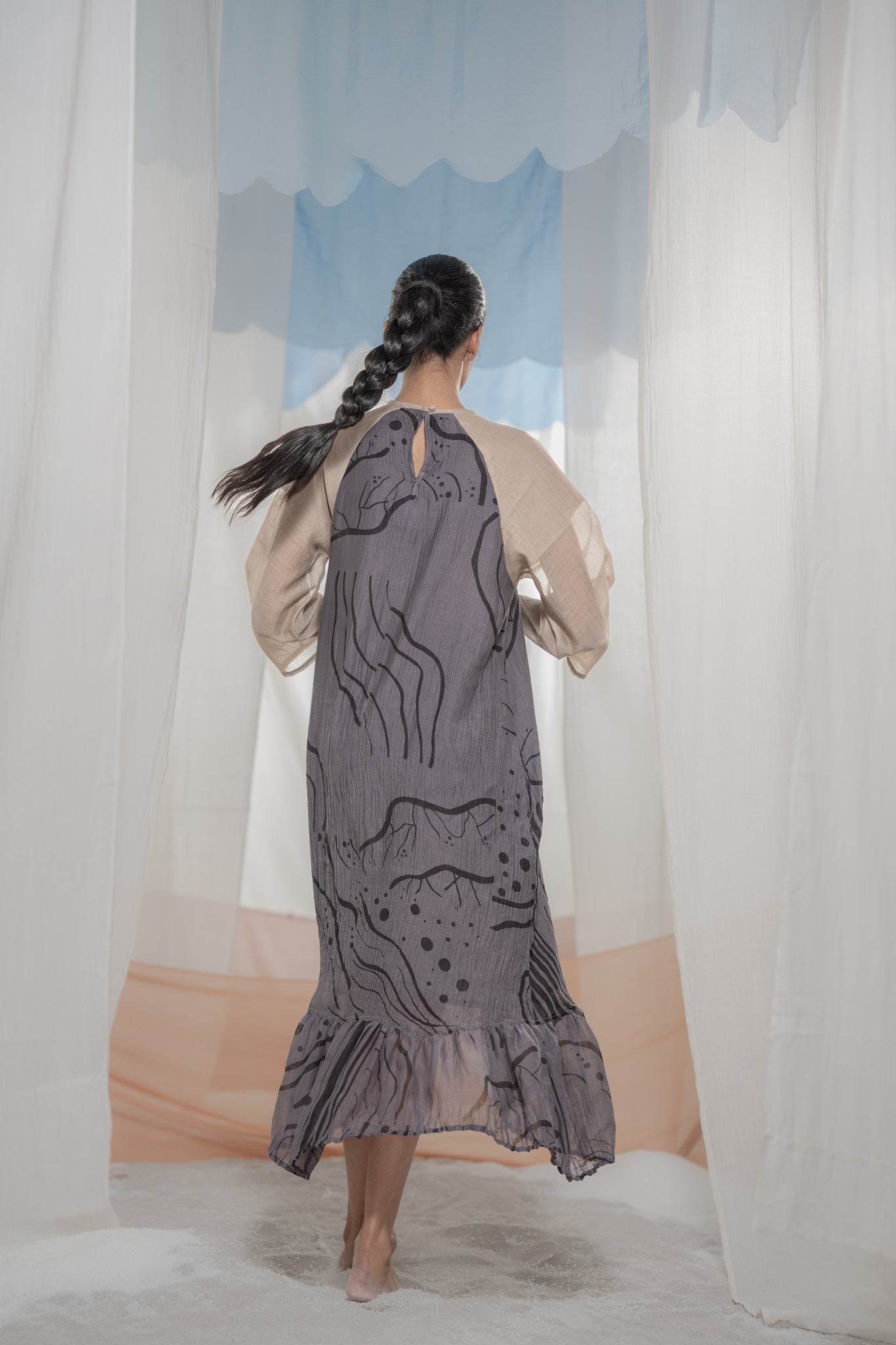 Pathway Flounce Dress - CiceroniDressesAmoda - Essence Of India