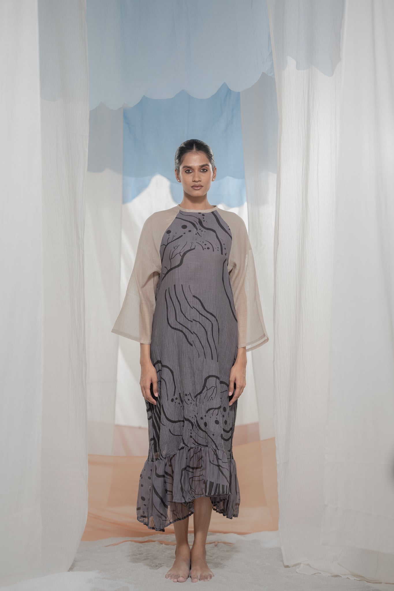 Pathway Flounce Dress - CiceroniDressesAmoda - Essence Of India