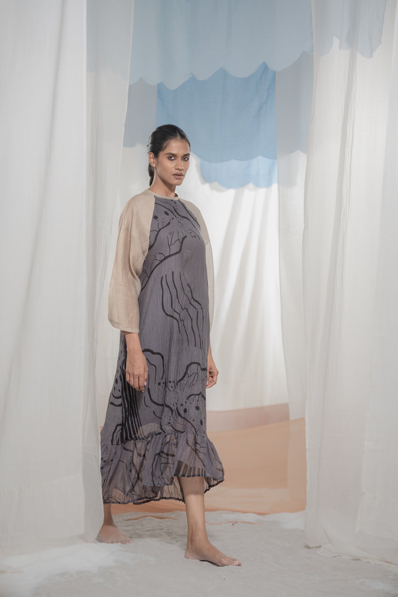 Pathway Flounce Dress - CiceroniDressesAmoda - Essence Of India