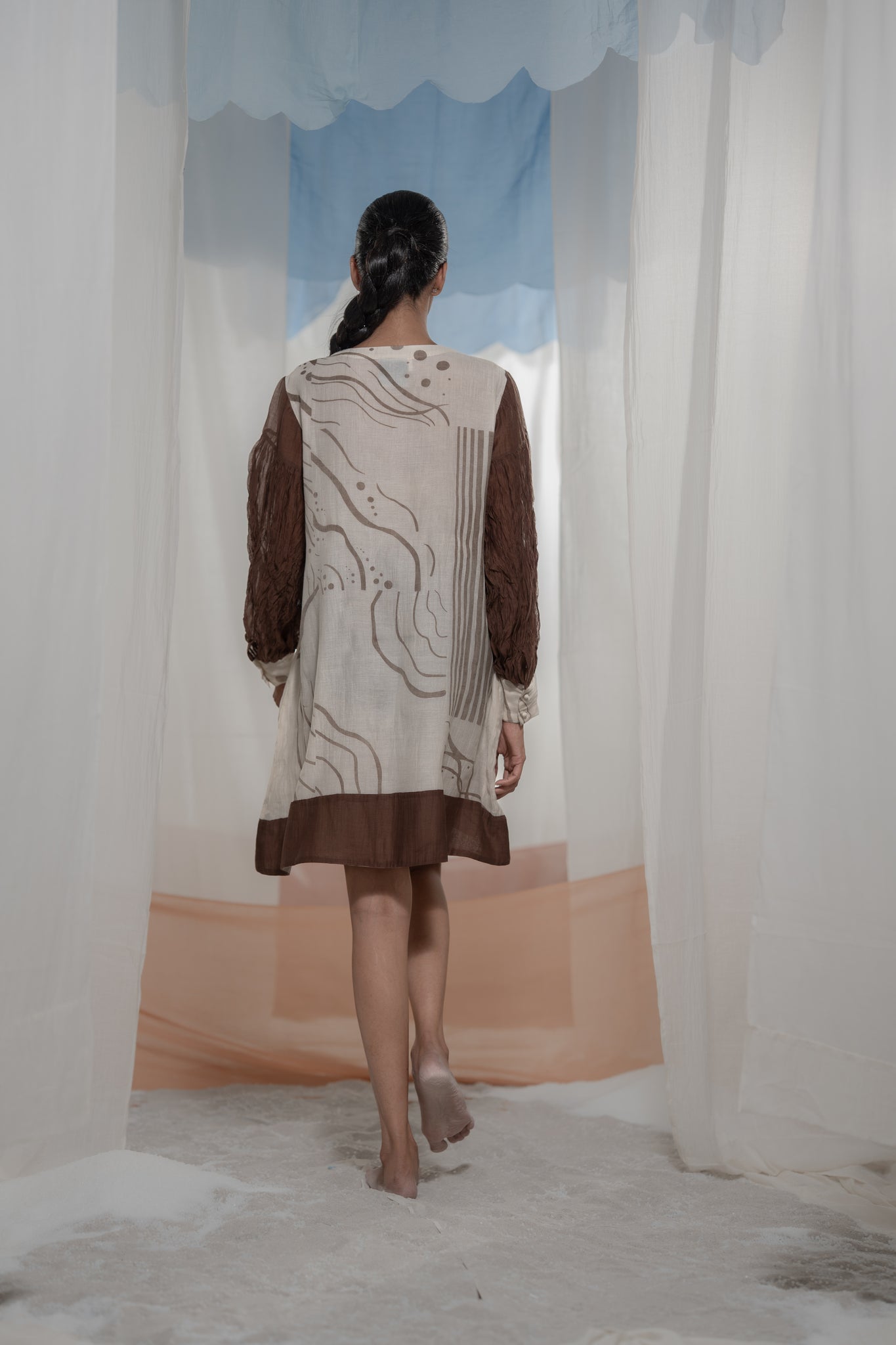 Pathway Puff Sleeve Dress - CiceroniDressesAmoda - Essence Of India