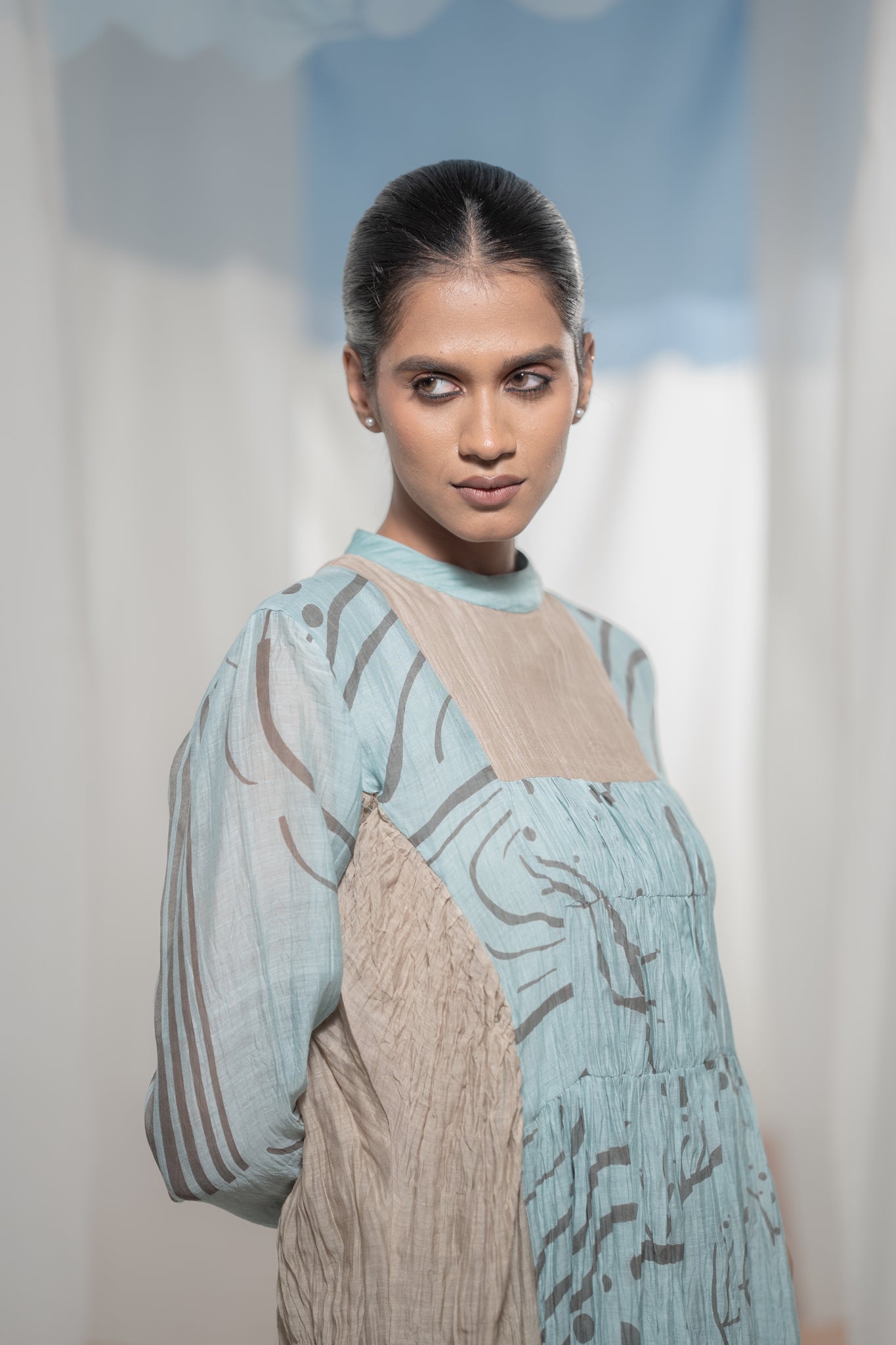 Pathway Yoke Gathered Dress - CiceroniDressesAmoda - Essence Of India