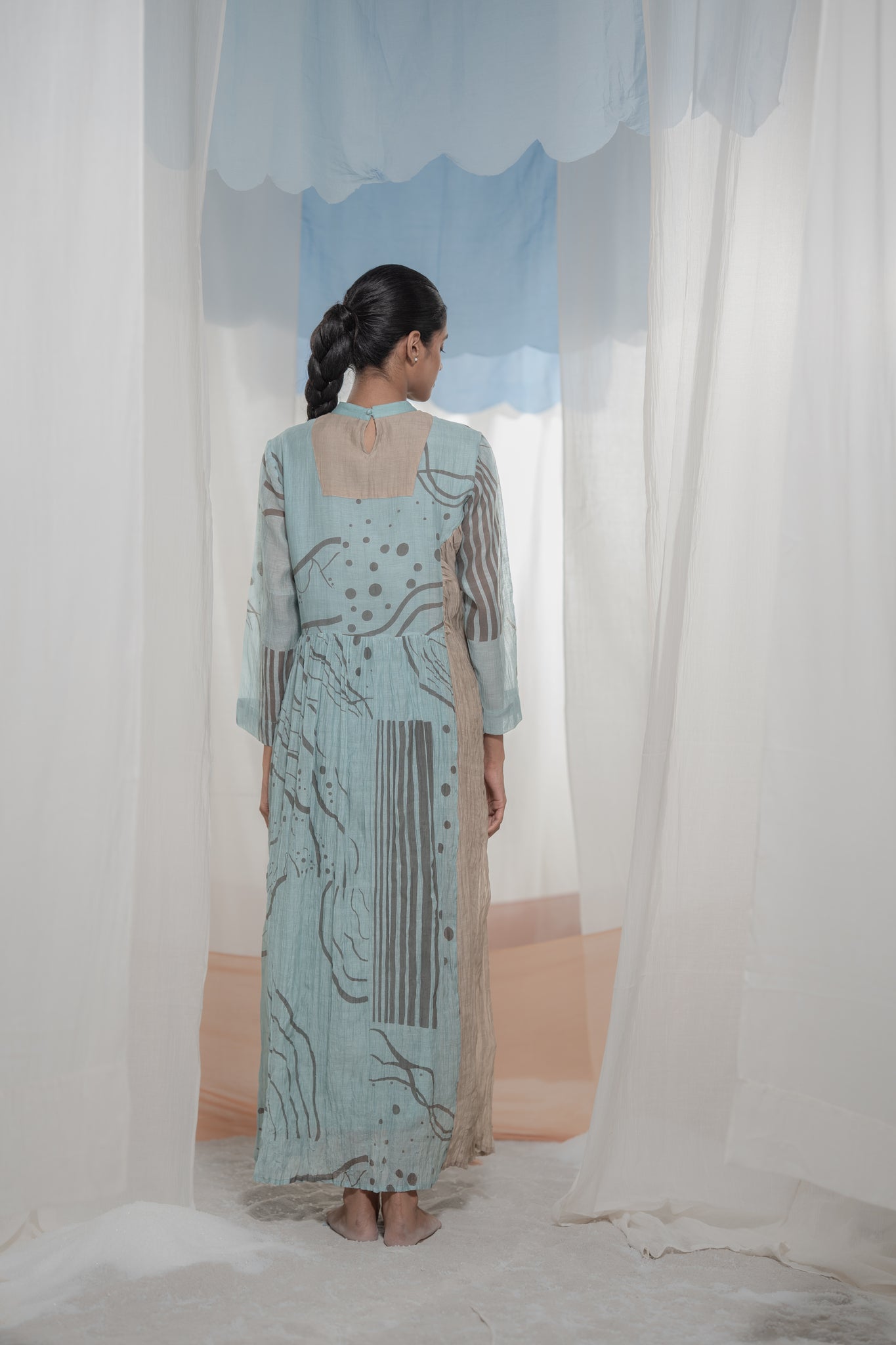 Pathway Yoke Gathered Dress - CiceroniDressesAmoda - Essence Of India