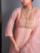 Peach Chanderi Kurti & Farshi Salwar Set - CiceroniKurta Set, Festive WearOtouto