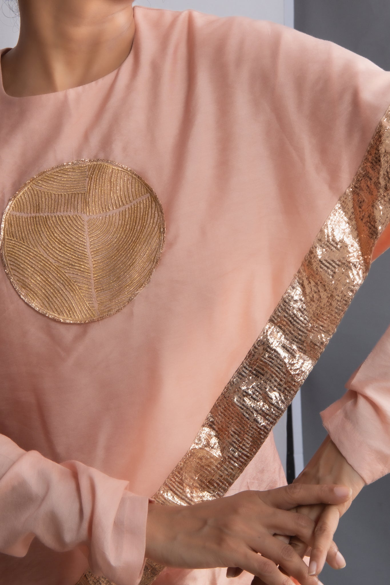 Peach Handloom Drape Dress - CiceroniDressesOtouto