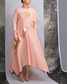 Peach Handloom Drape Dress - CiceroniDressesOtouto