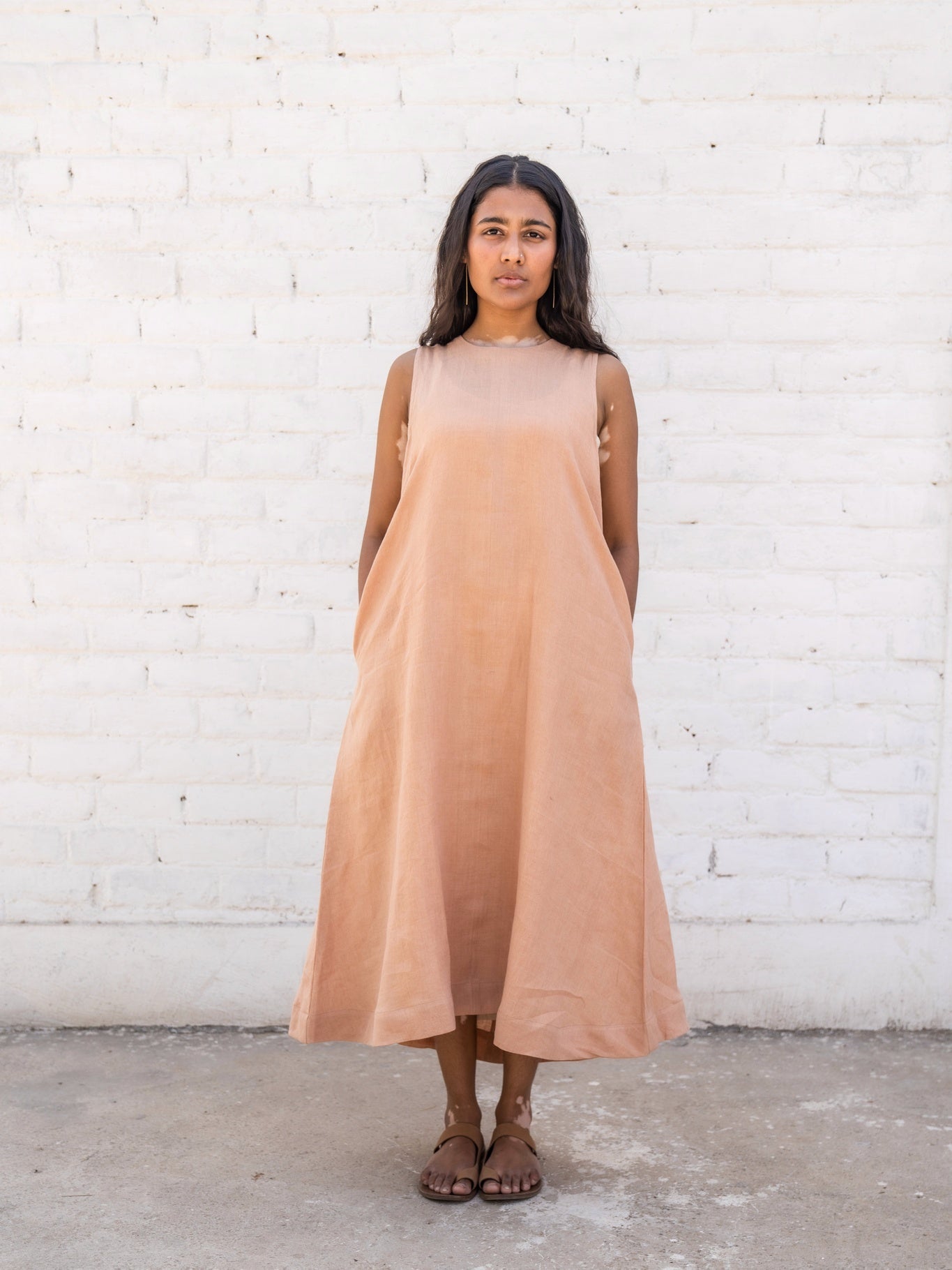 Peach Linen Dress - CiceroniDresseswith N.