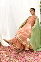 Peach Mastani Anarkali Set - CiceroniKurta Set, Festive WearOmaana