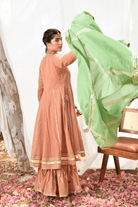 Peach Mastani Anarkali Set - CiceroniKurta Set, Festive WearOmaana