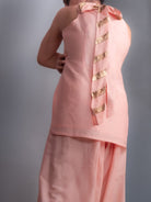 Peach Sleeveless In - Cut Kurta & Farshi Salwar Set - CiceroniKurta Set, Festive WearOtouto