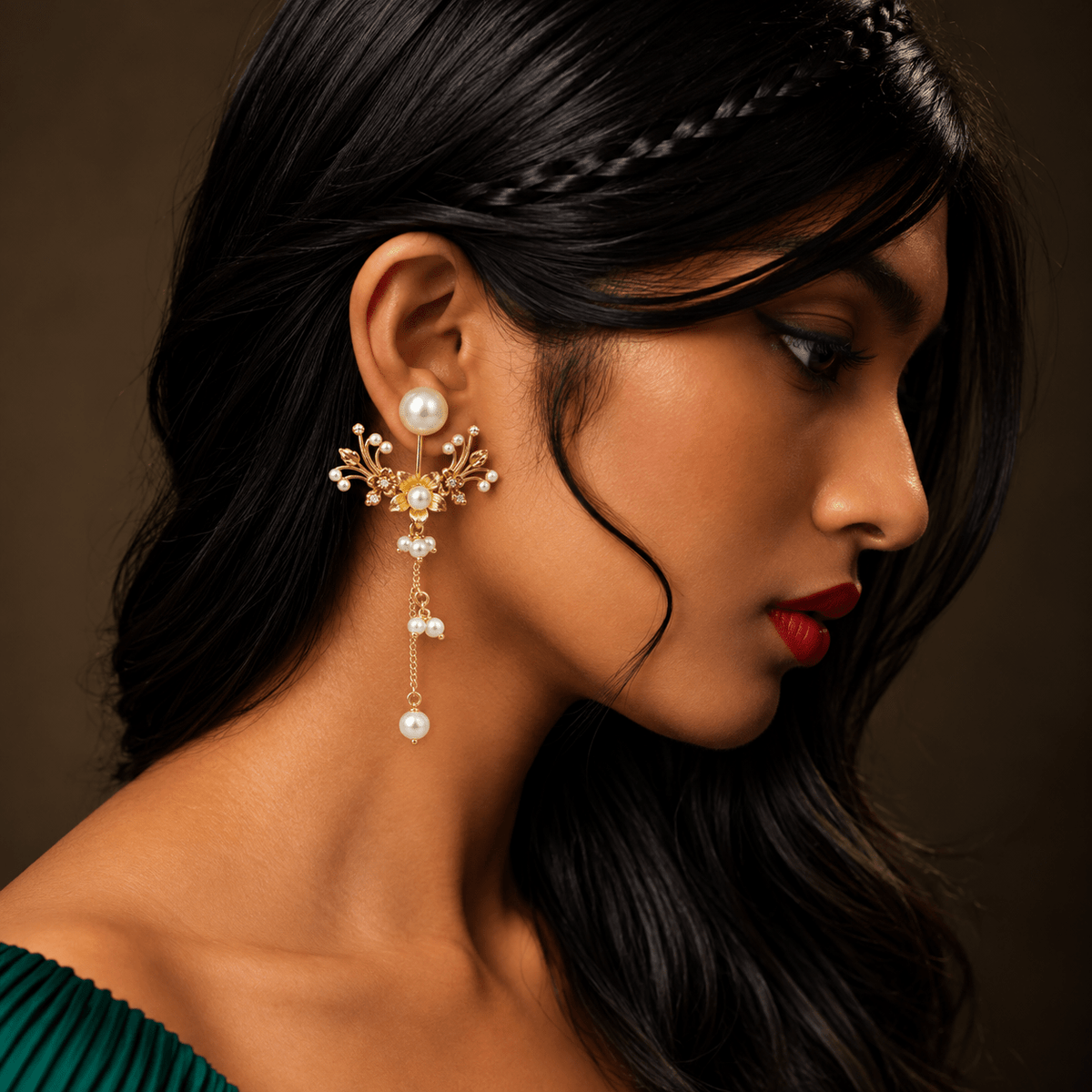Pearl Blossom Cascade Ear Jacket - CiceroniEarringKalon Art Jewellery