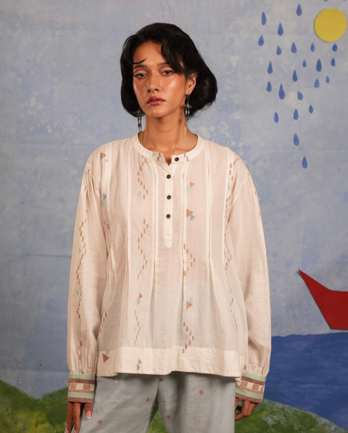 Pearl Pleated Top - CiceroniTopsBhomra