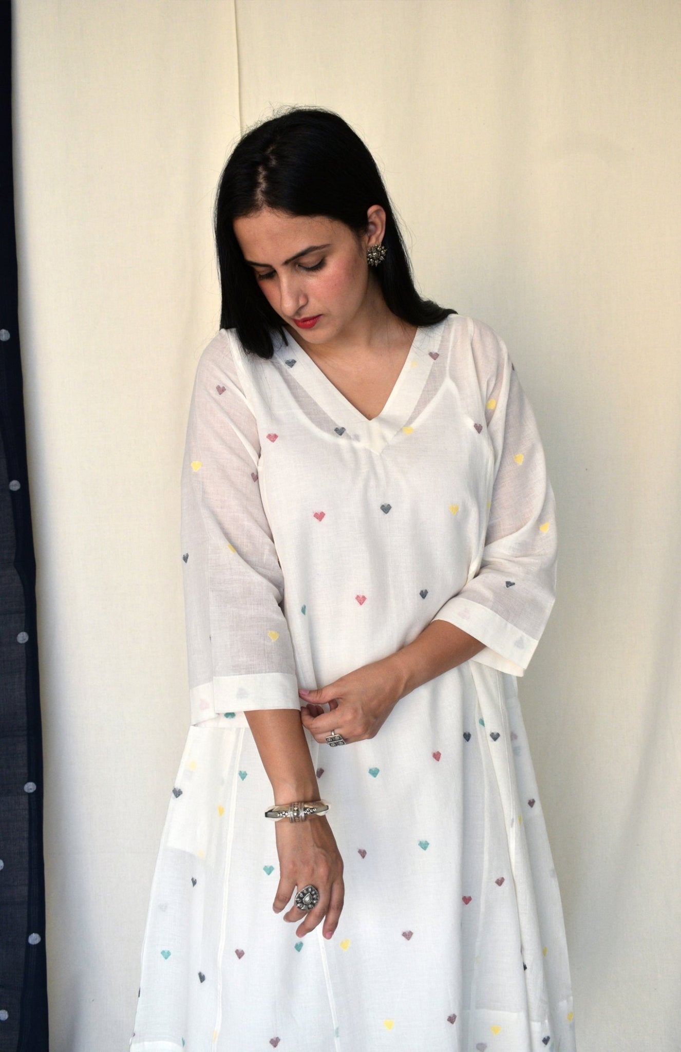 Pearl White Jamdani Phiran - CiceroniKurta, Everyday WearHouse of Moxa