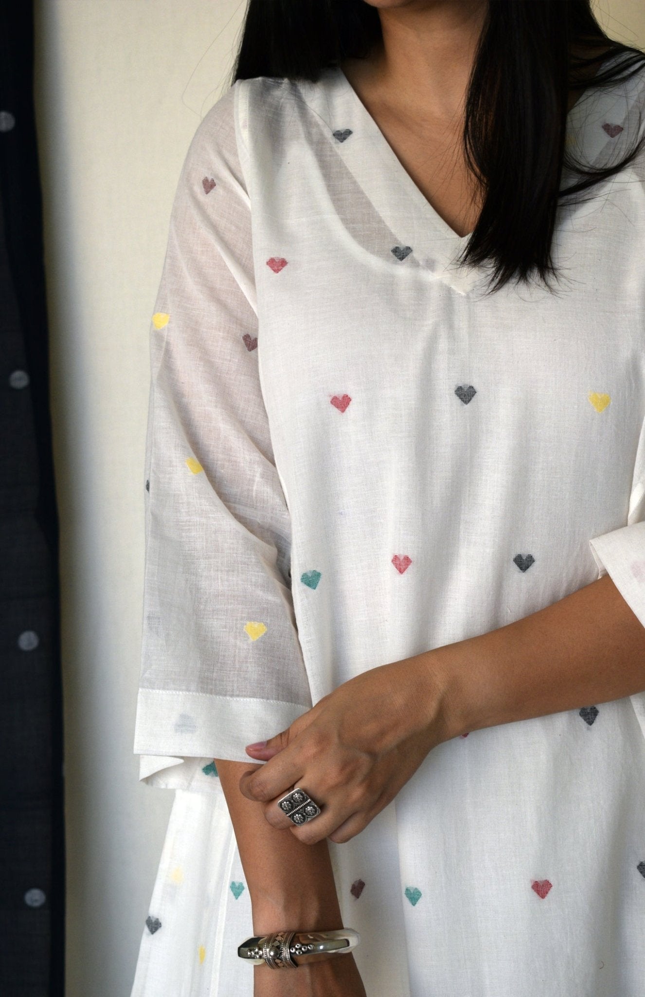 Pearl White Jamdani Phiran - CiceroniKurta, Everyday WearHouse of Moxa