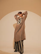 Pebble Tunic - Taupe and Black - CiceroniKurta, Festive WearStoique