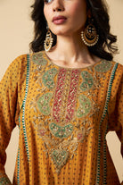 Peeli Pataka Embroidered Kurta Set- Set of 3 - CiceroniKurta Set, Festive WearPants and Pajamas