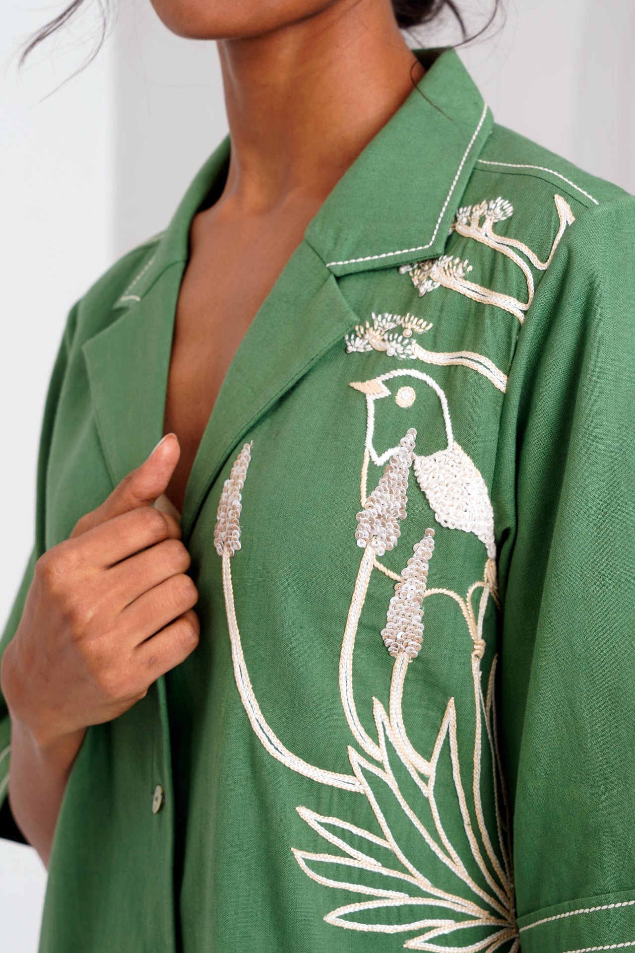 Pine Green Taiwo - Embroidered Shirt Dress - CiceroniDressesMadder Much