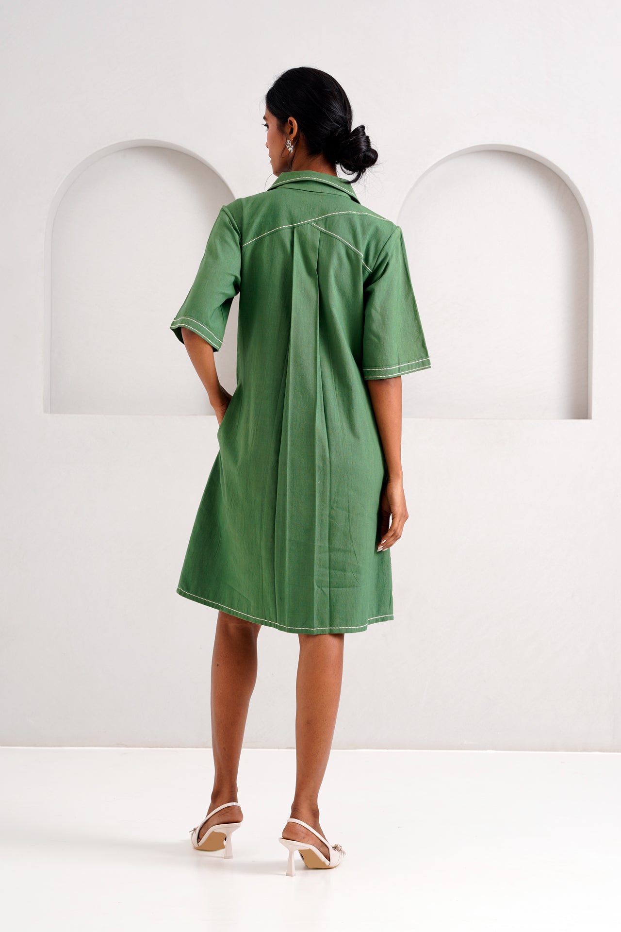 Pine Green Taiwo - Embroidered Shirt Dress - CiceroniDressesMadder Much