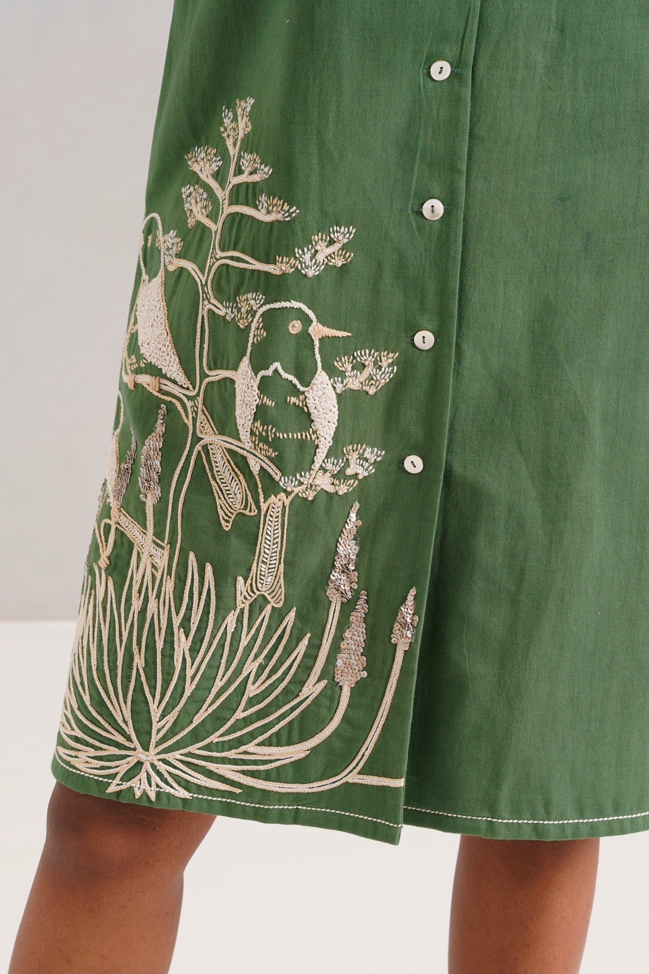 Pine Green Taiwo - Embroidered Shirt Dress - CiceroniDressesMadder Much