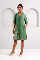 Pine Green Taiwo - Embroidered Shirt Dress - CiceroniDressesMadder Much