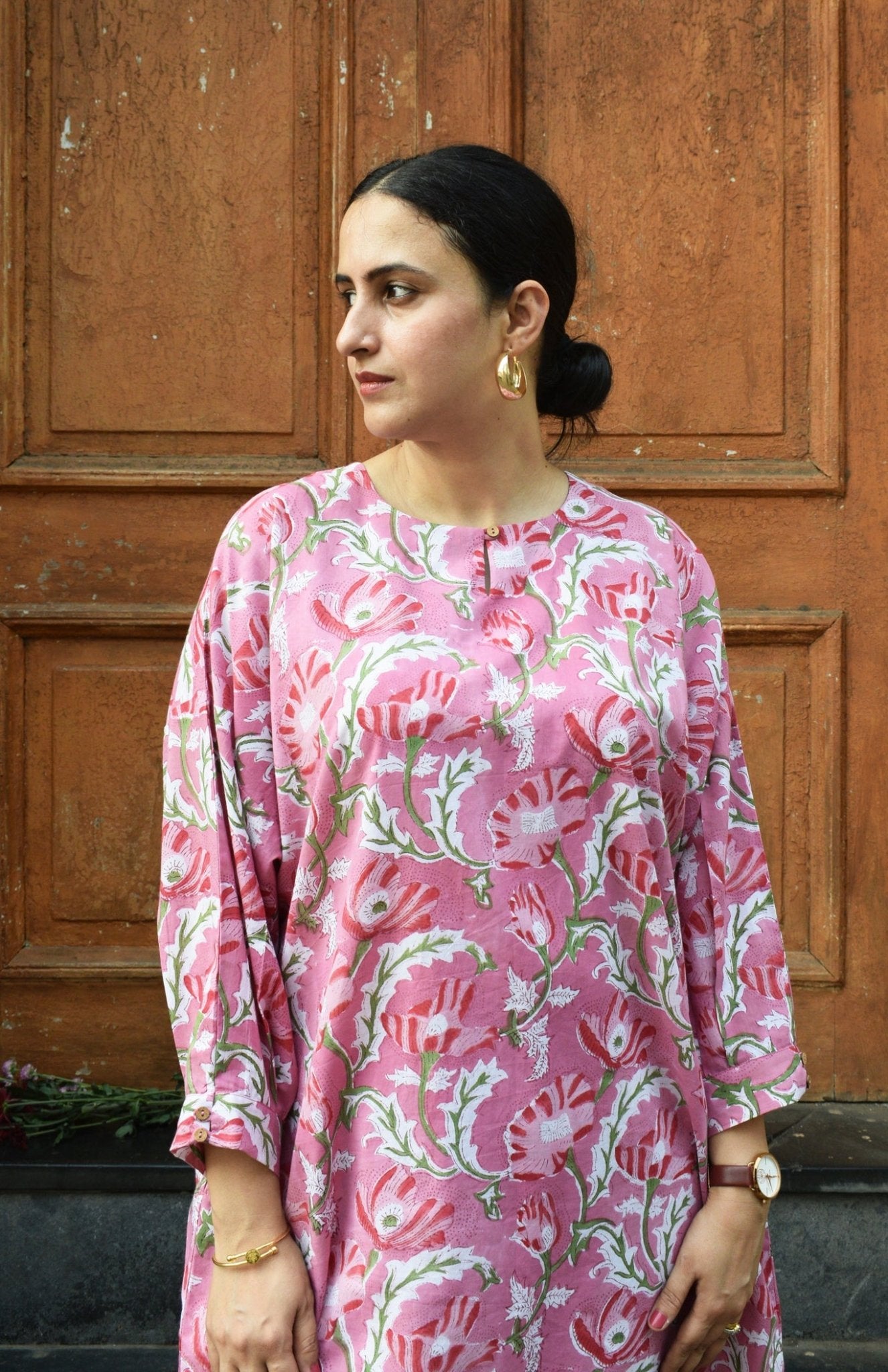 Pink and White Hand Block Printed Anti Fit Co - ord Set - CiceroniKurta Set, Everyday WearHouse of Moxa