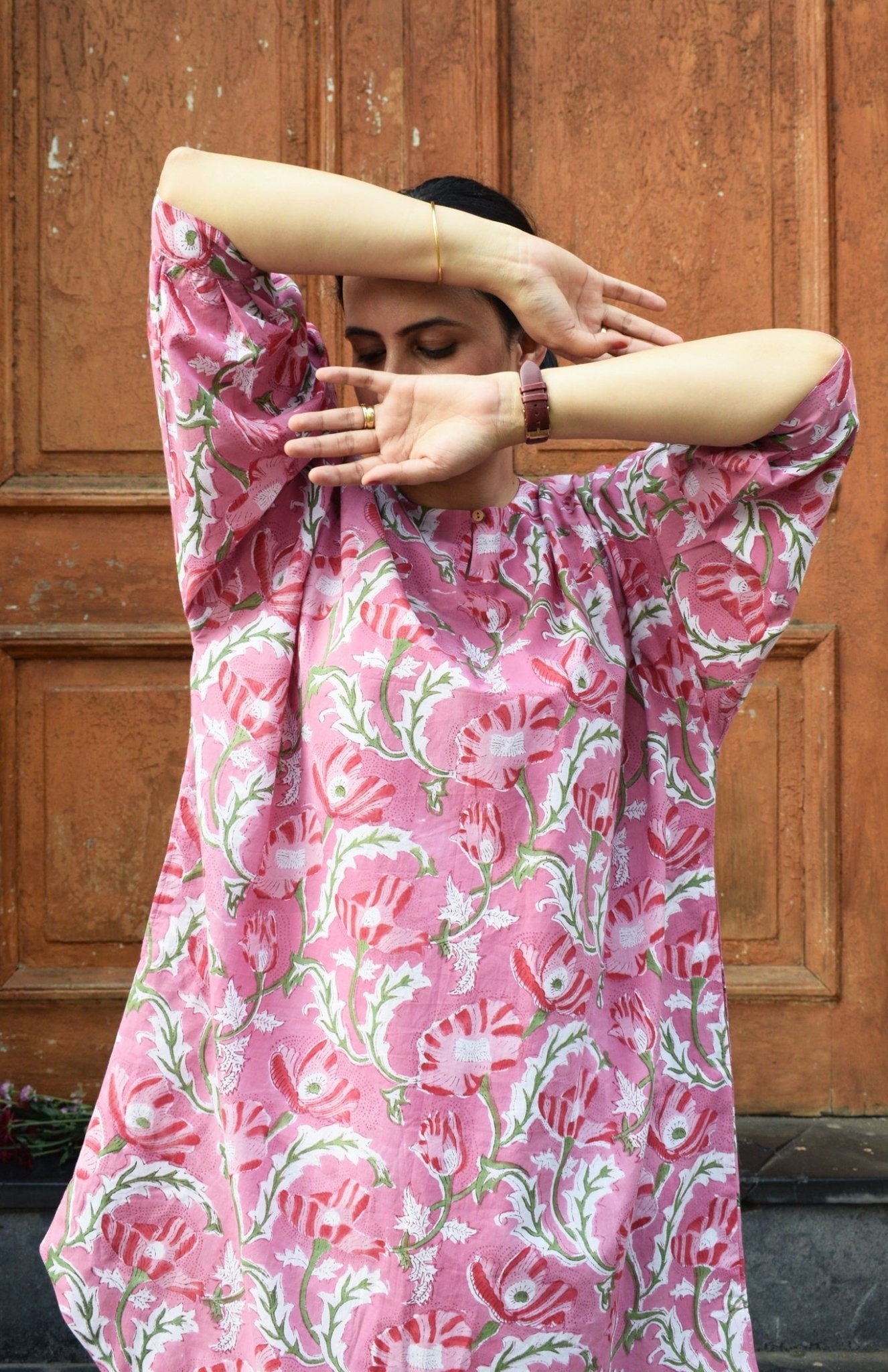 Pink and White Hand Block Printed Anti Fit Co - ord Set - CiceroniKurta Set, Everyday WearHouse of Moxa