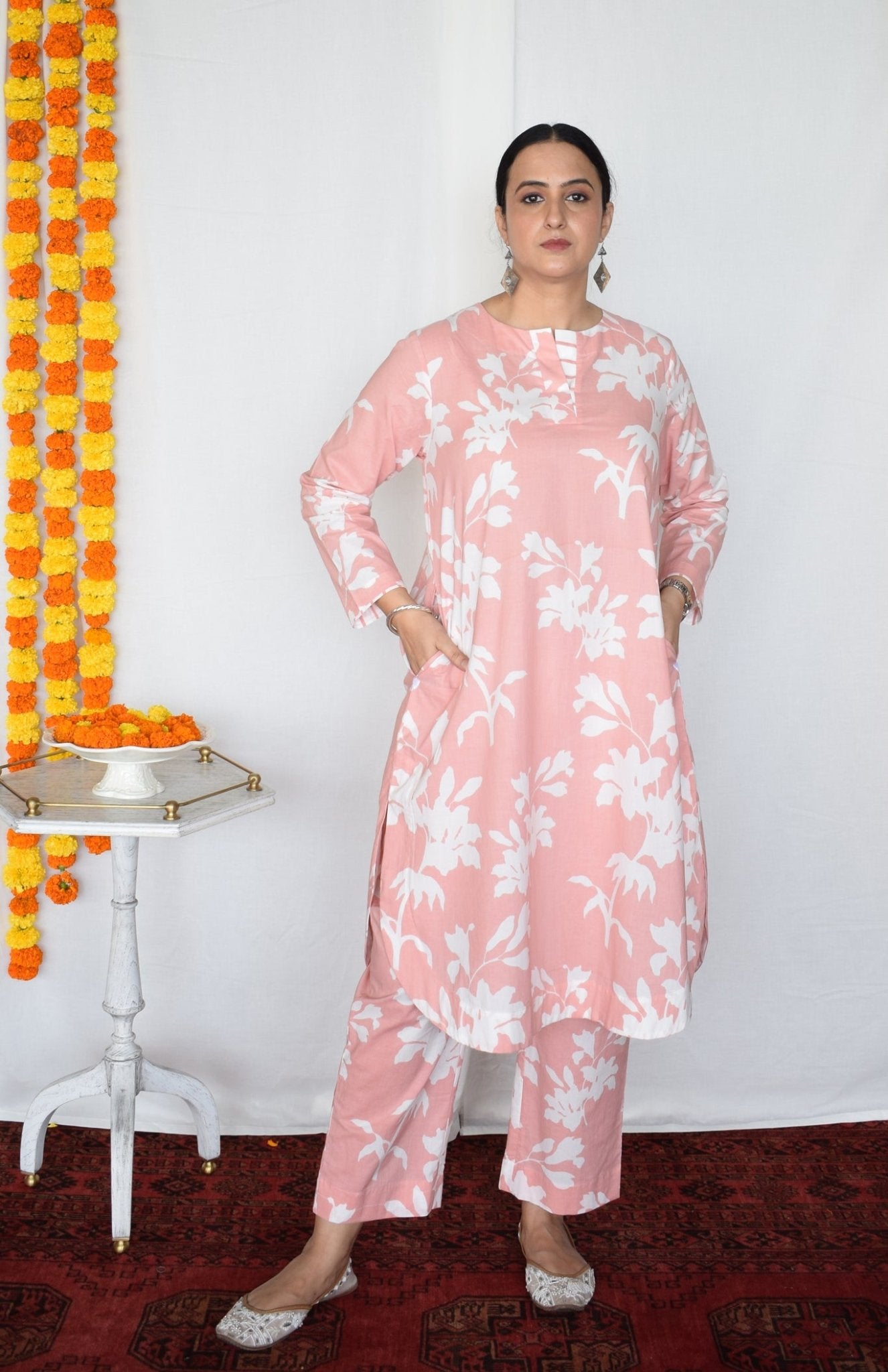 Pink Floral Co - ord Set - CiceroniKurta Set, Everyday WearHouse of Moxa