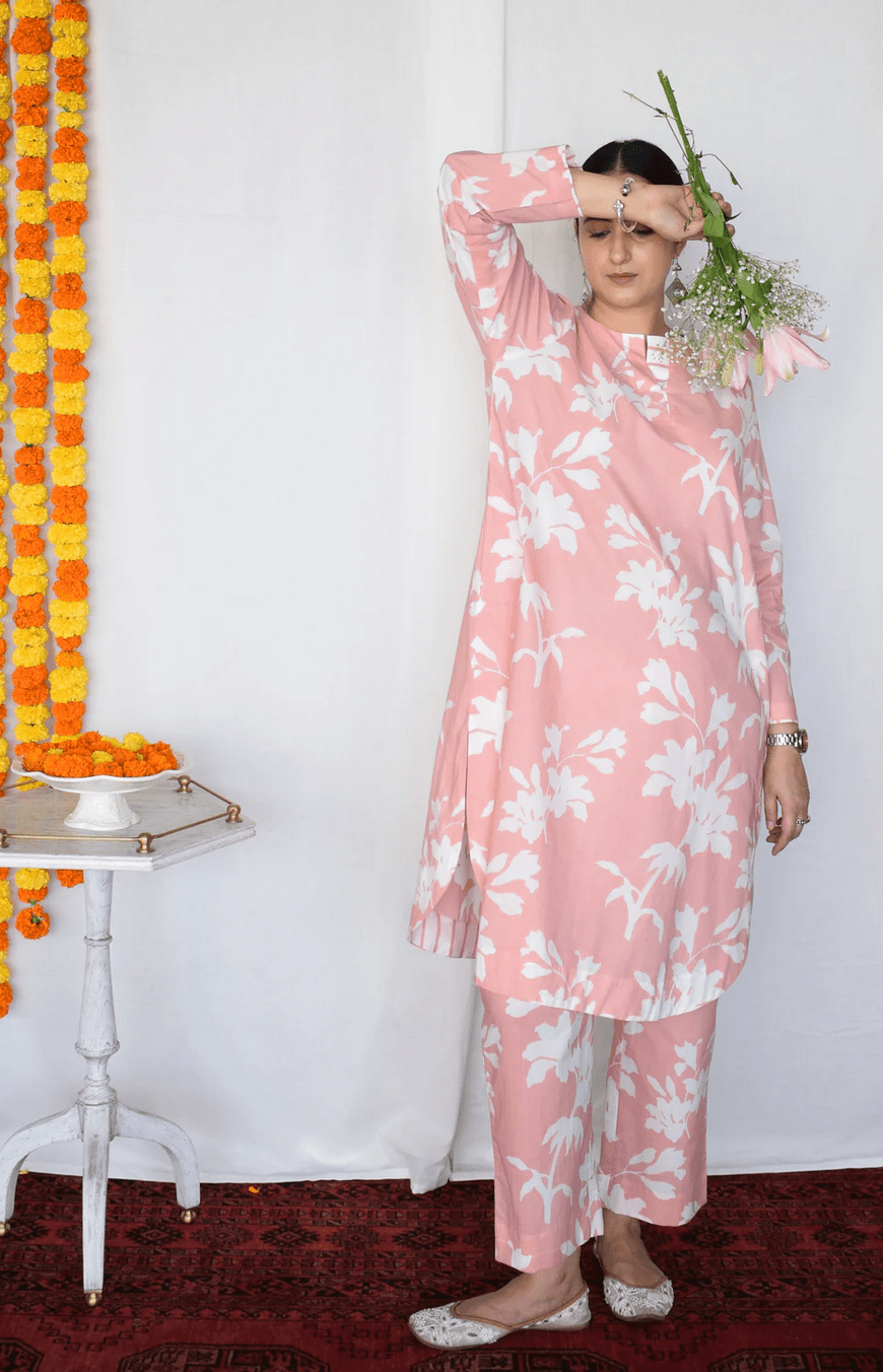 Pink Floral Co - ord Set - CiceroniKurta Set, Everyday WearHouse of Moxa