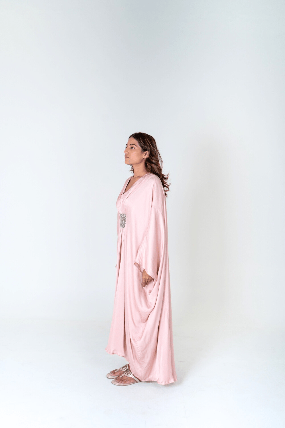 Pink - Green Braided Long Kaftan - RTS - CiceroniKaftanNeora by NC